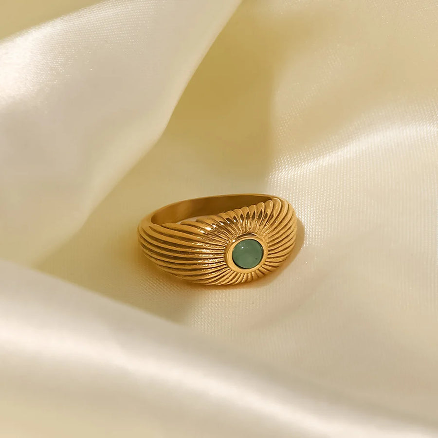 Green Stone Geometric Wrap Ring