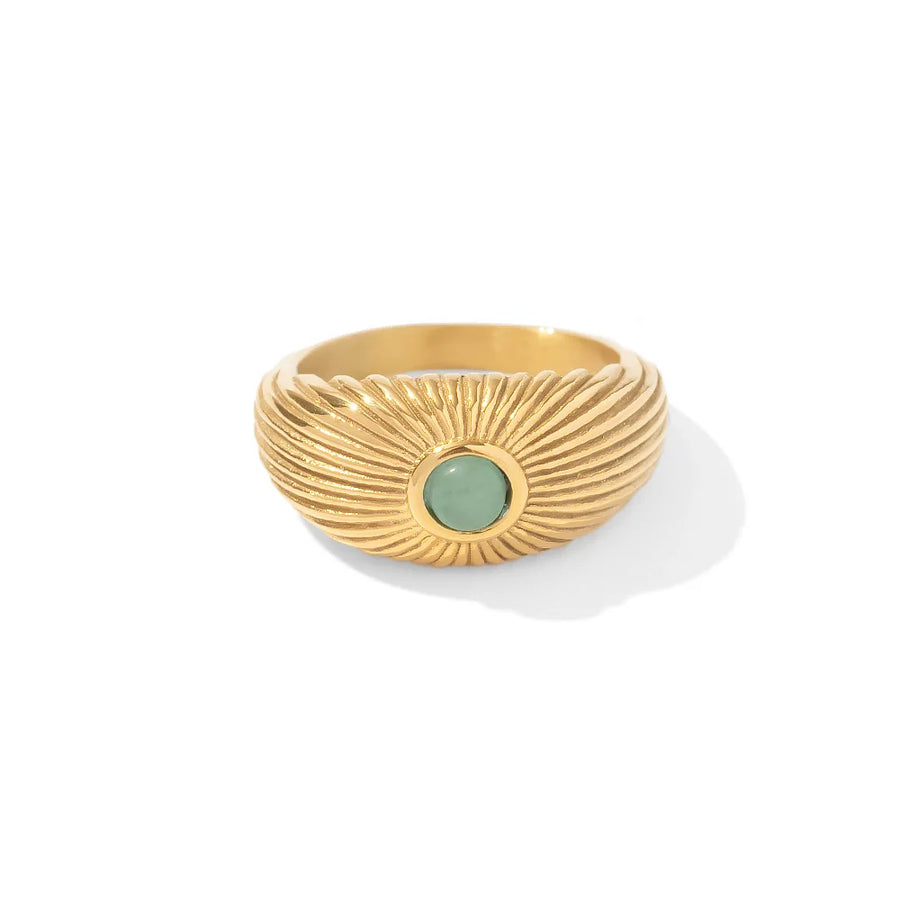 Green Stone Geometric Wrap Ring