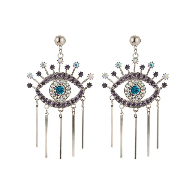 Rhinestone Evil Eye Statement Earrings