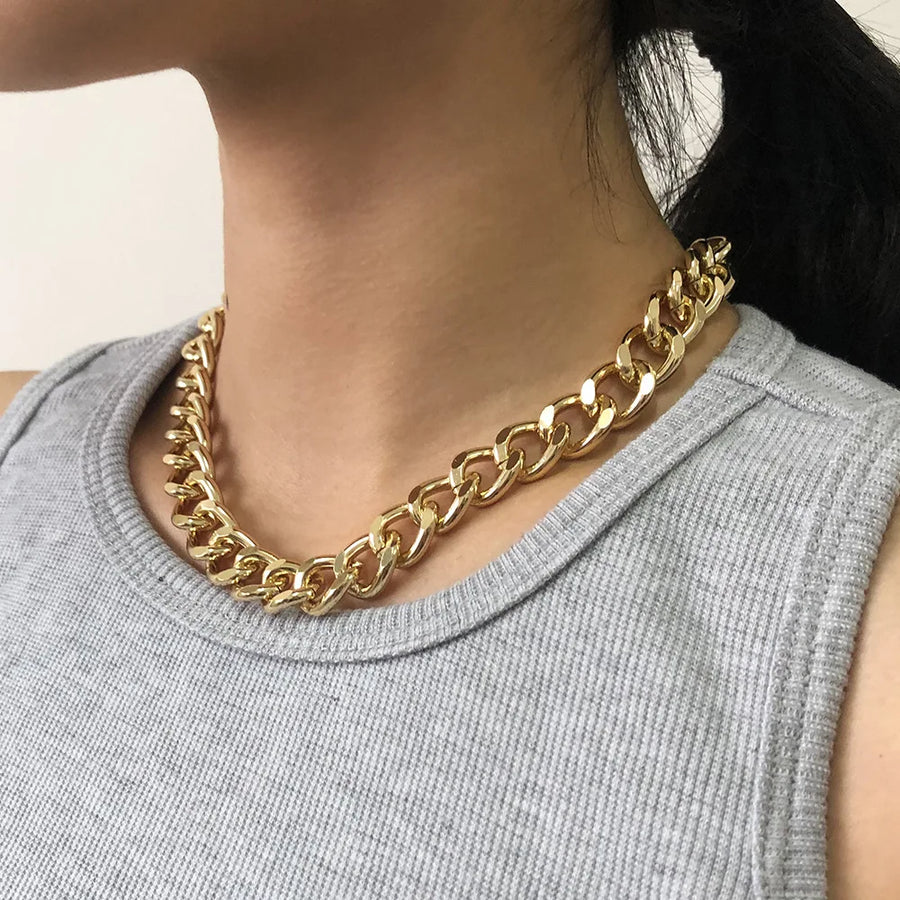 Chunky Thick Lock Chain Necklace