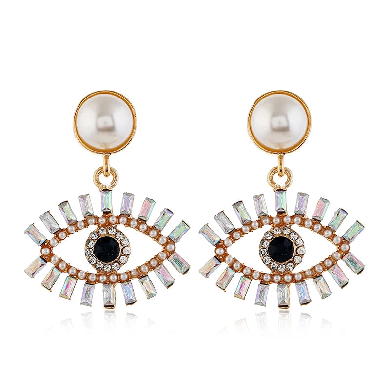 Rhinestone Evil Eye Statement Earrings