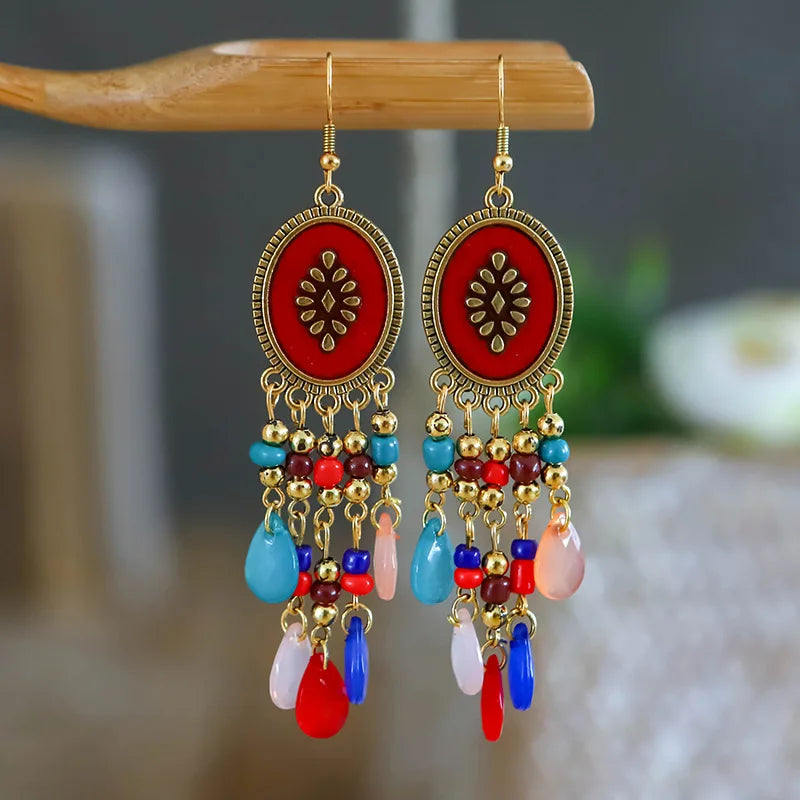 Bohemian Ethnic Fringed Tassel Earrings