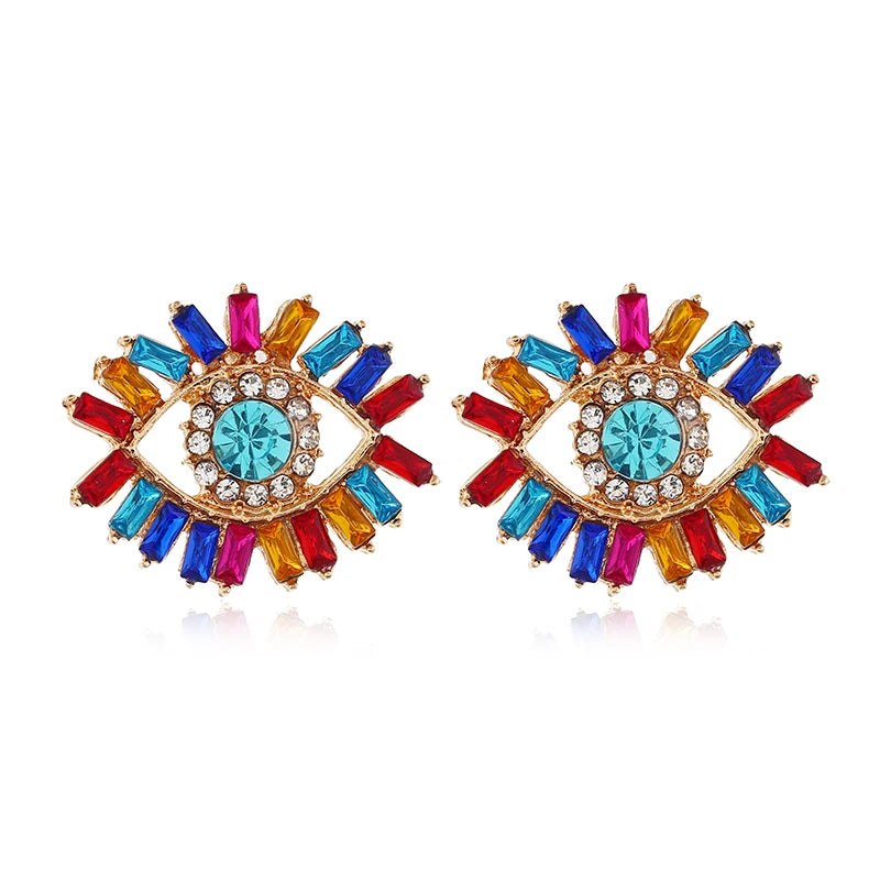 Rhinestone Evil Eye Statement Earrings