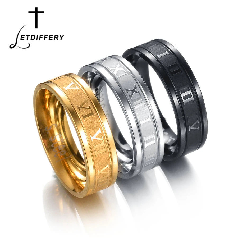 Stainless Steel Roman Numeral Rings