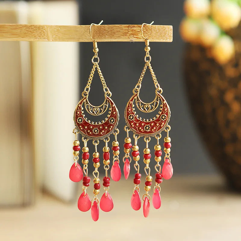 Bohemian Ethnic Fringed Tassel Earrings