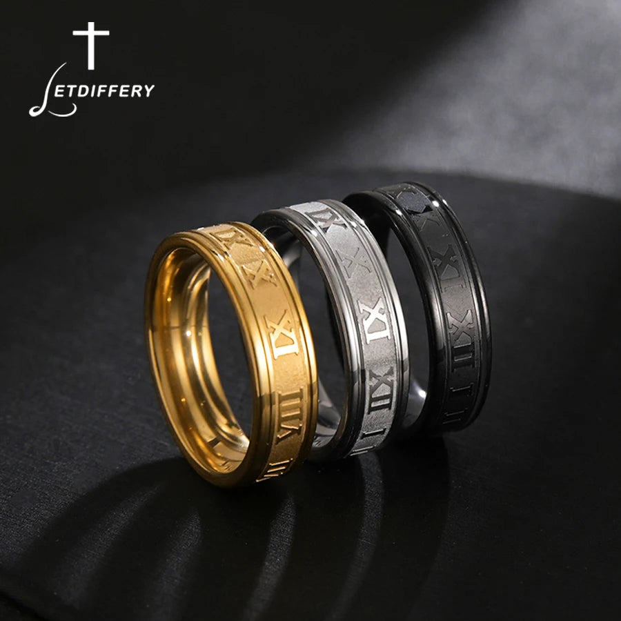 Stainless Steel Roman Numeral Rings