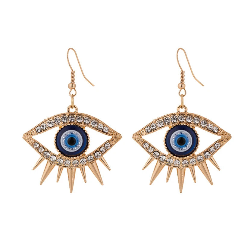 Rhinestone Evil Eye Statement Earrings