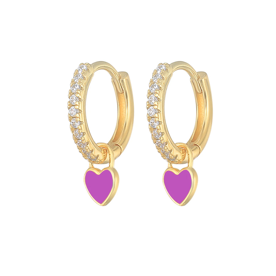 Cute Enamel Heart Drop Earring