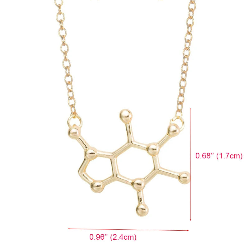 Simple Caffeine Molecule Structure Necklace