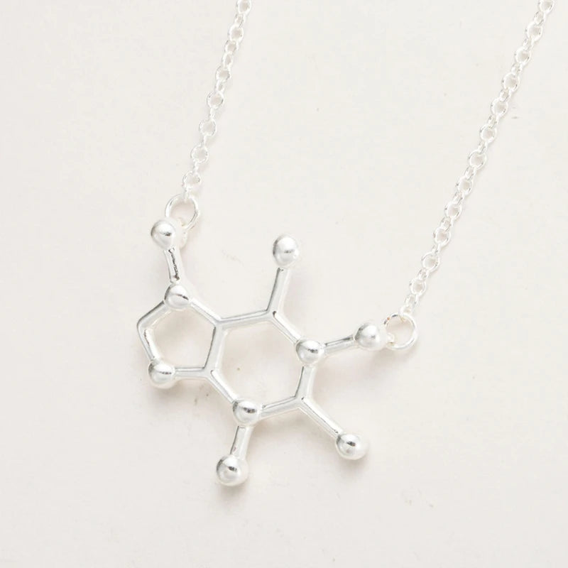 Simple Caffeine Molecule Structure Necklace