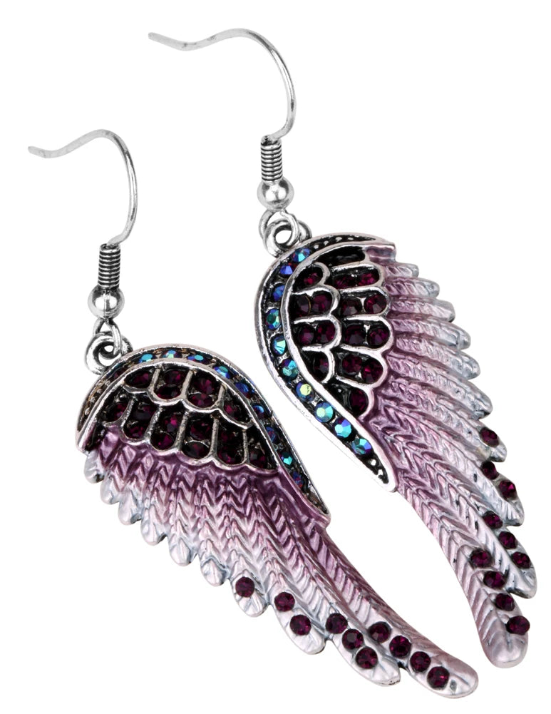 Angel Wings Feather Crystal Earrings