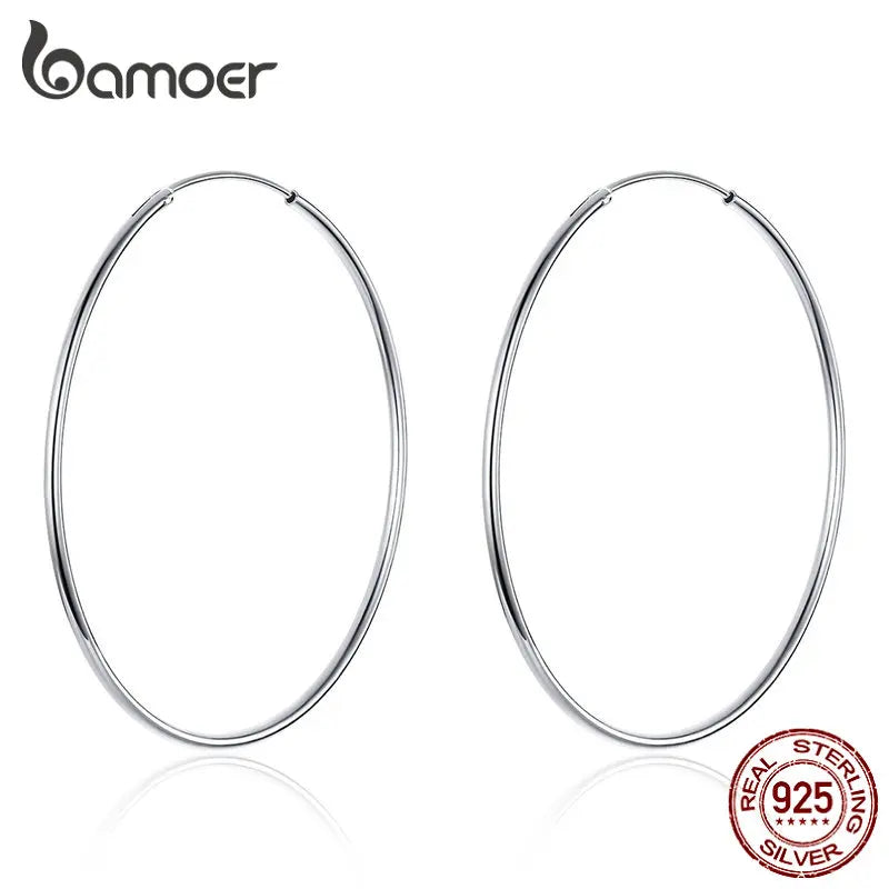 925 Sterling Silver Large Hoop Earrings