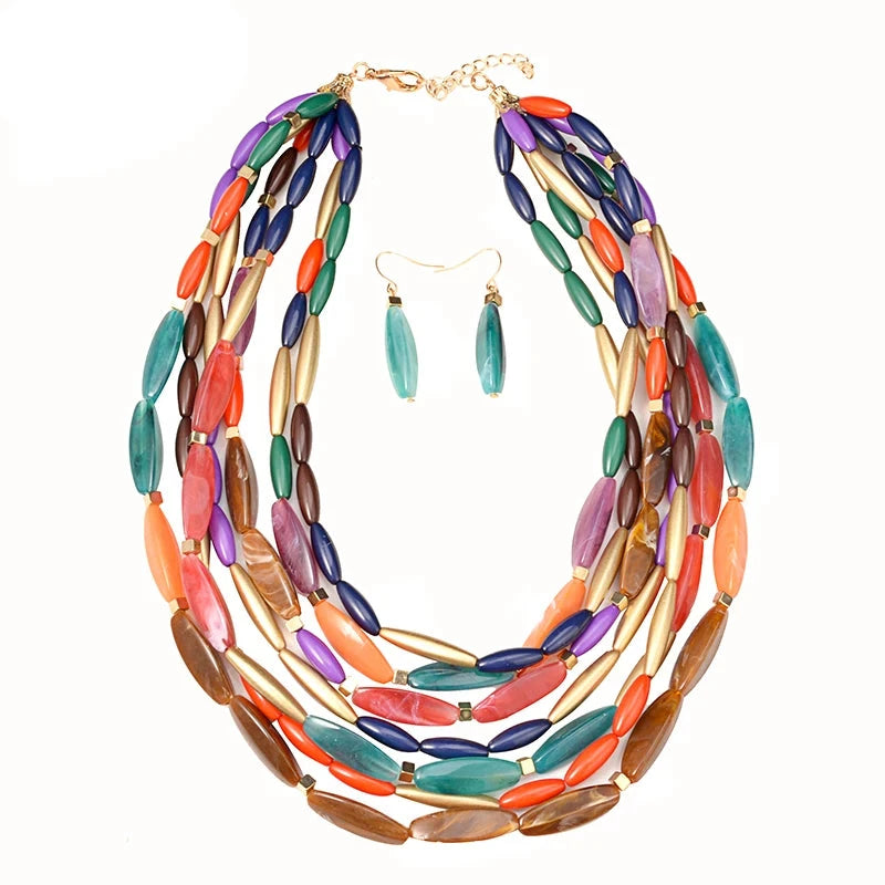 African Beads Multilayer Jewelry Set