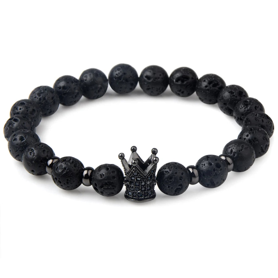 Trendy Lava Stone Imperial Crown Bracelet