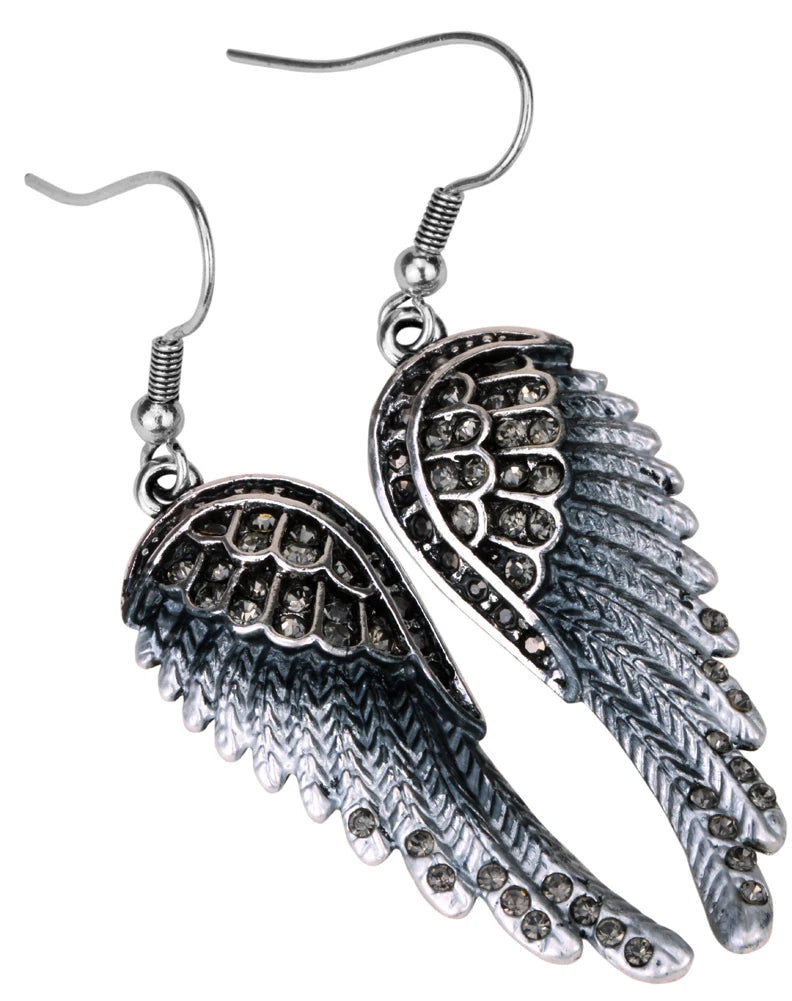 Angel Wings Feather Crystal Earrings