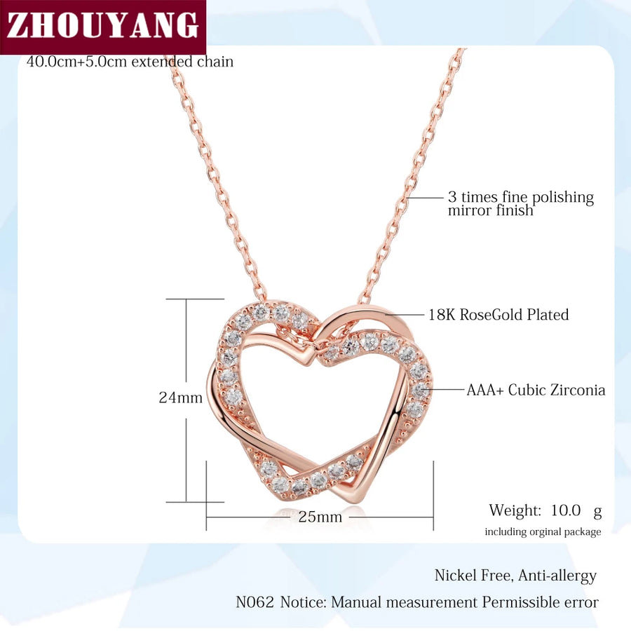 Heart to Heart Rose Gold Pendant Necklace