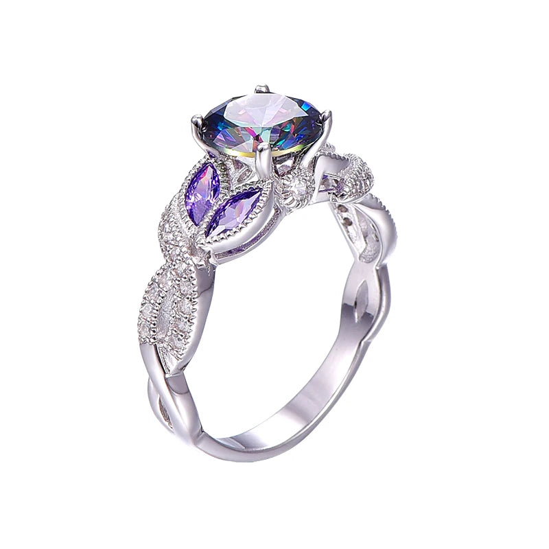 Mystical Rainbow Topaz 925 Sterling Silver Ring