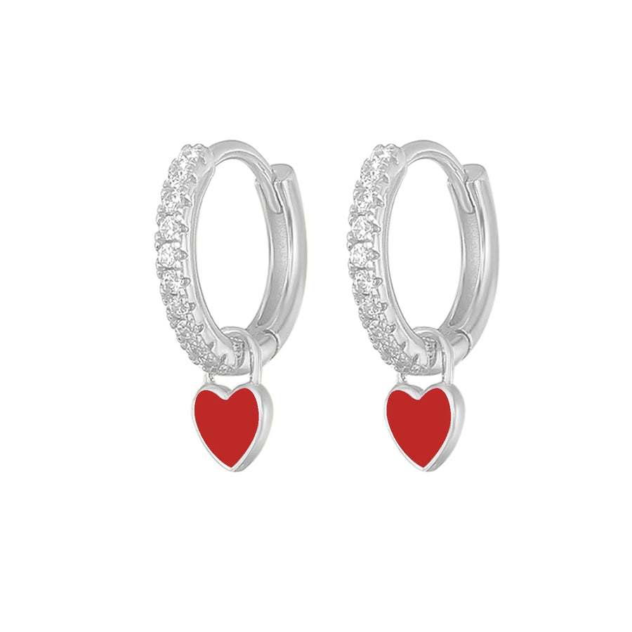 Cute Enamel Heart Drop Earring