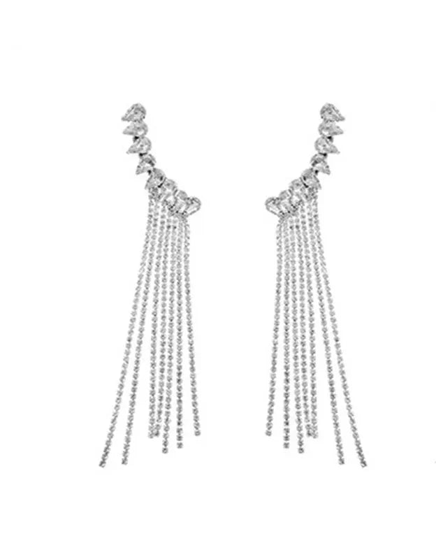 Vintage Rhinestone Crystal Tassel Earrings