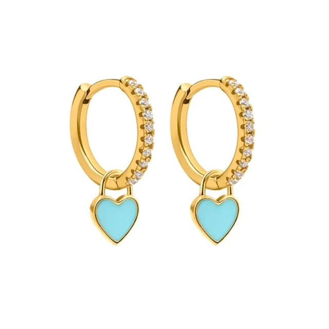 Cute Enamel Heart Drop Earring