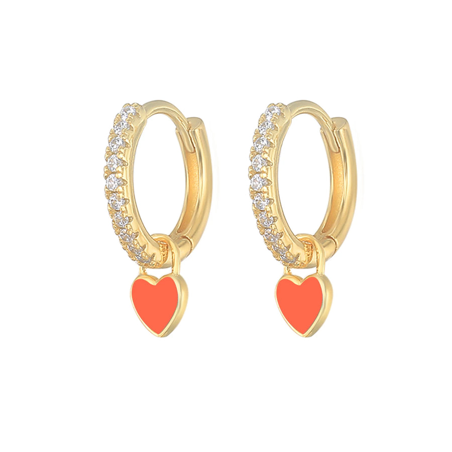 Cute Enamel Heart Drop Earring