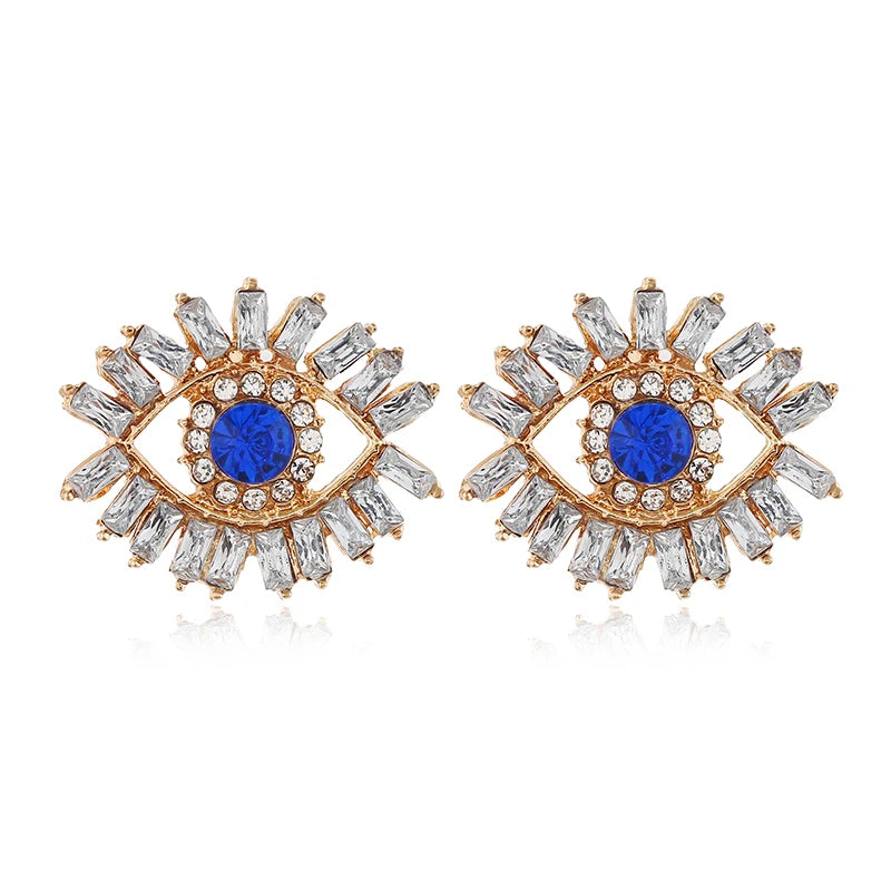 Rhinestone Evil Eye Statement Earrings