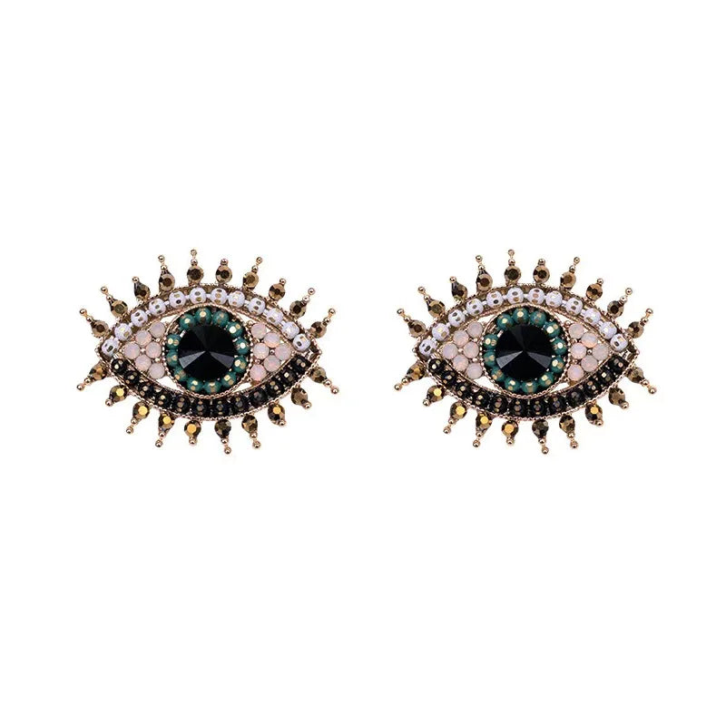 Rhinestone Evil Eye Statement Earrings