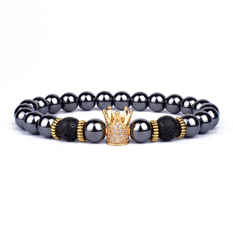 Obsidian Lion Head Charm Bracelet