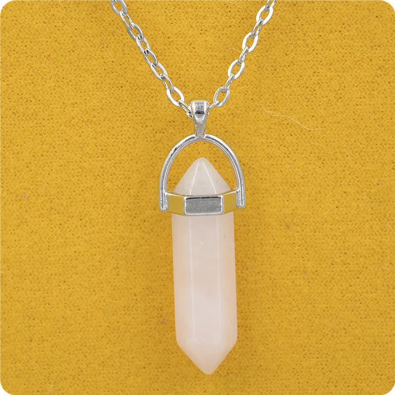 Hexagonal Column Quartz Necklace