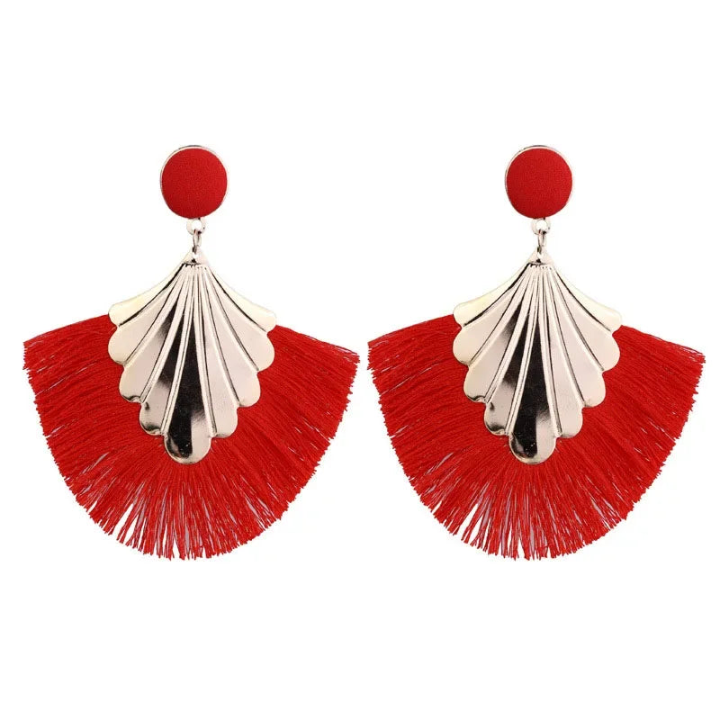 Fan Shaped Tassel Earrings