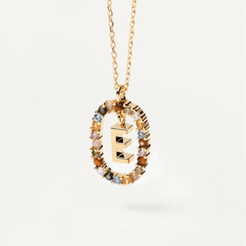 Colored Zircon Letter Necklace