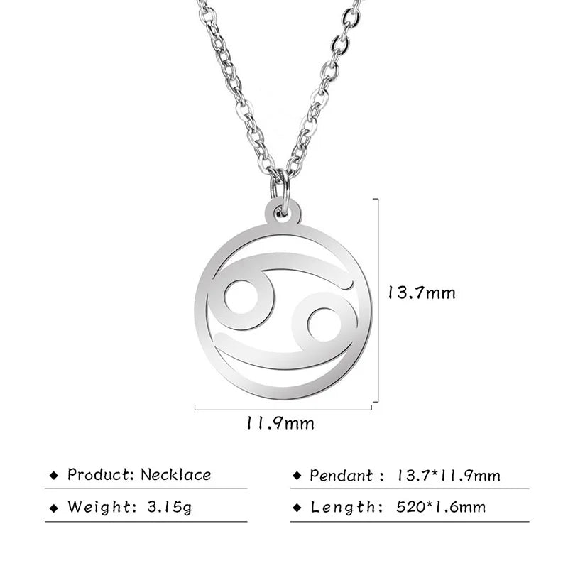 Stainless Steel Star Zodiac Sign Necklace