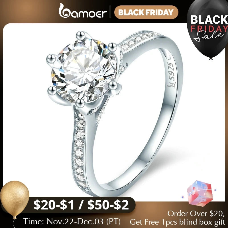 925 Sterling Silver Round Cut Engagement Ring