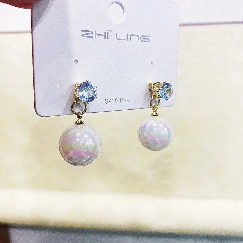 Rhinestone Pearl Stud Earrings