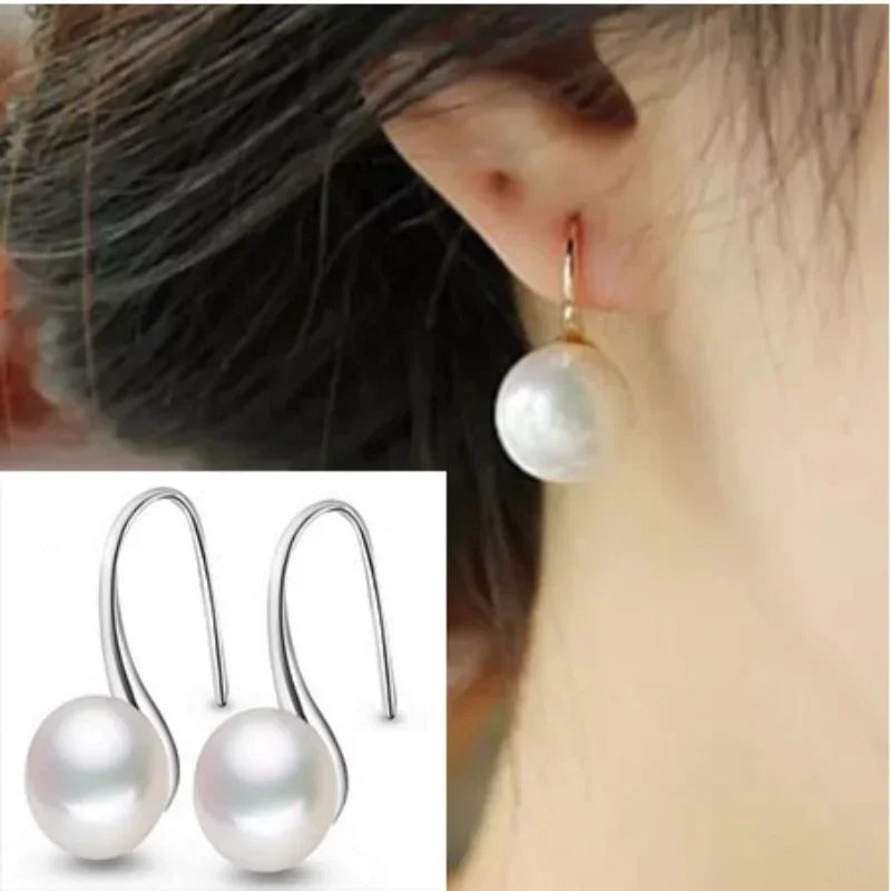 Genuine Natural Freshwater Pearl Earrings 925 Sterling Silver