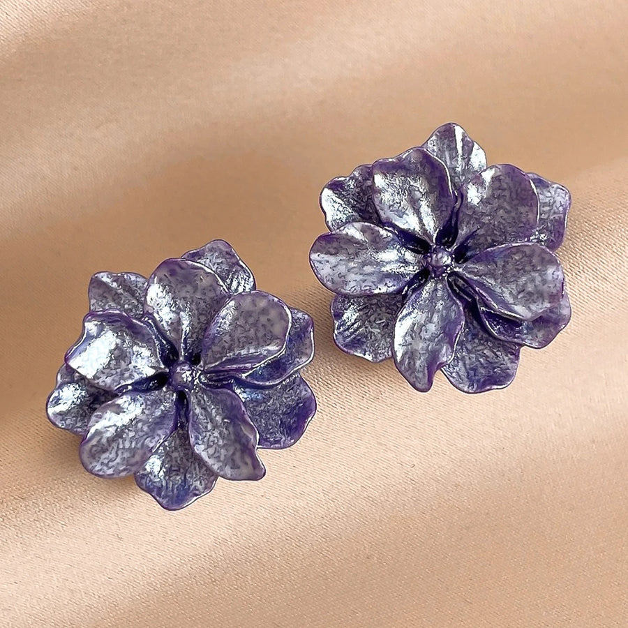 White Flower Stud Earrings