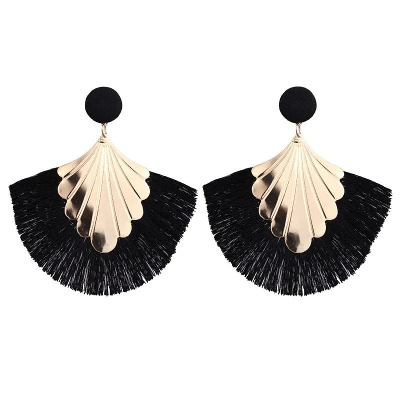 Fan Shaped Tassel Earrings