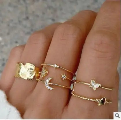 Cute Butterfly Heart Ring Set