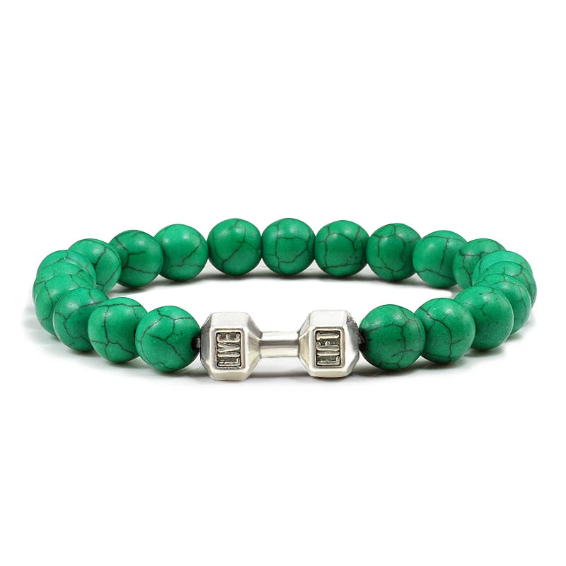 High Quality Stone Dumbbell Charm Bracelet