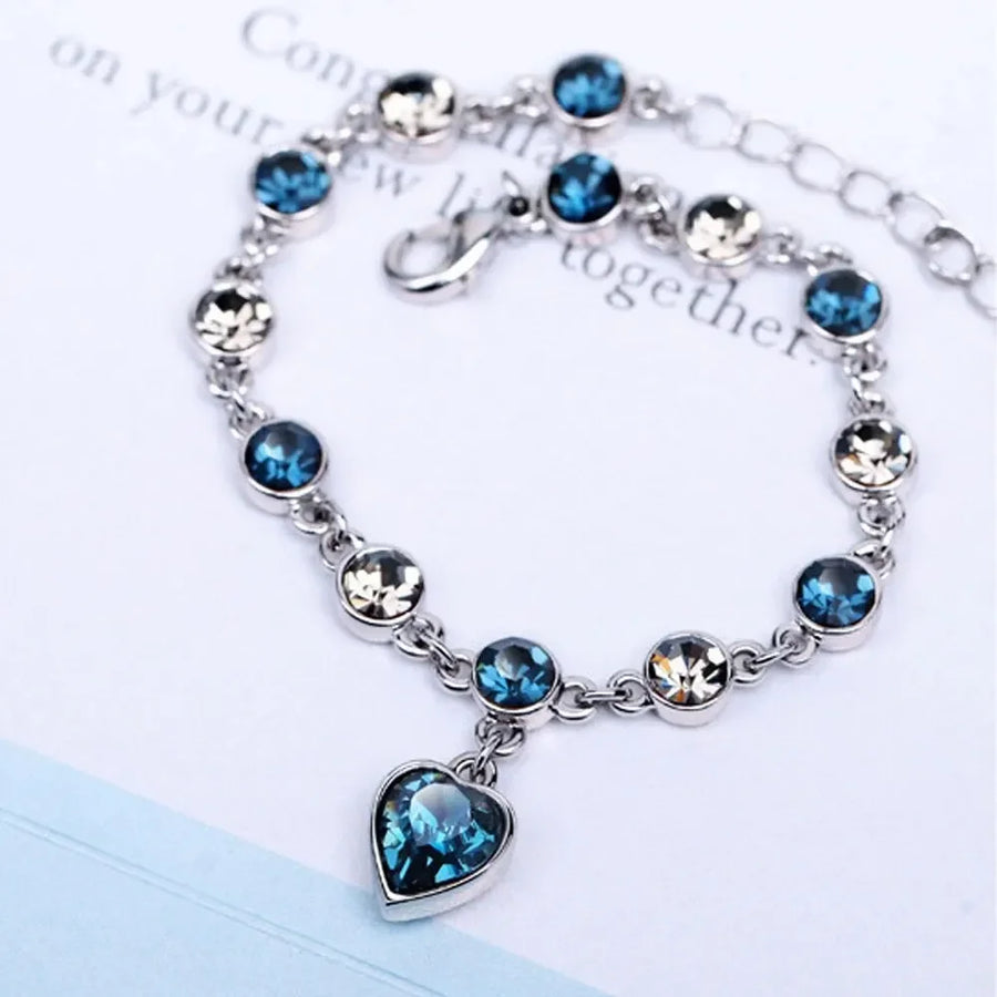 Fashion Silver Heart Charms Bracelet Bangle