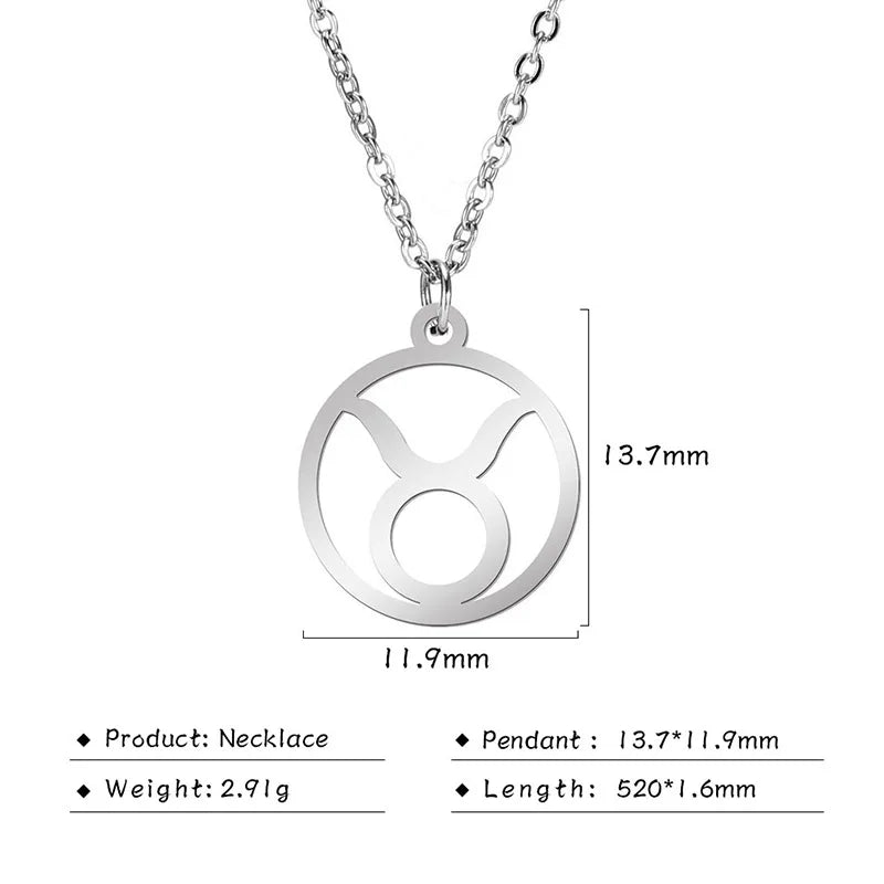 Stainless Steel Star Zodiac Sign Necklace