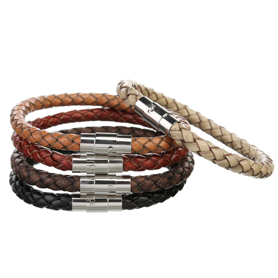 100% Genuine Braided Leather Bracelet