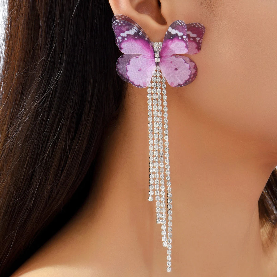 Luxury Rhinestone Crystal Long Tassel Earrings