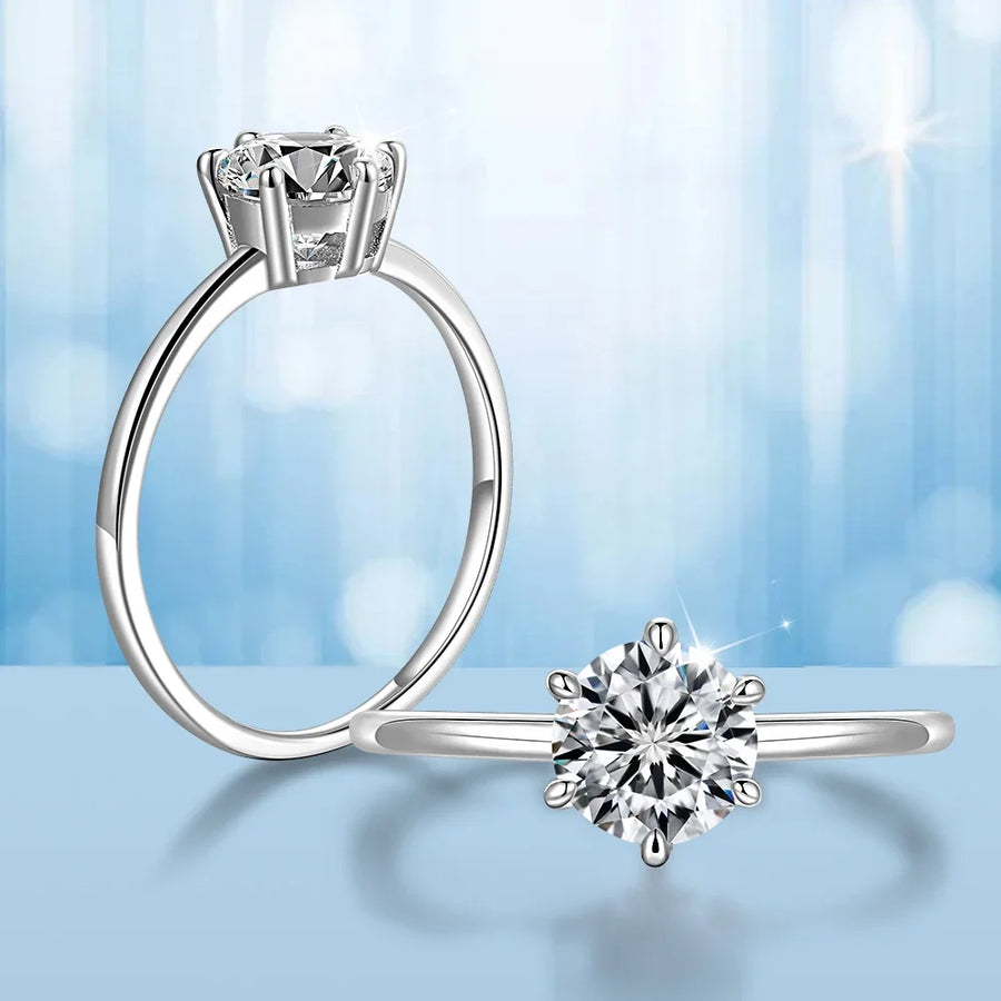 Diamond Moissanite Silver Engagement Ring