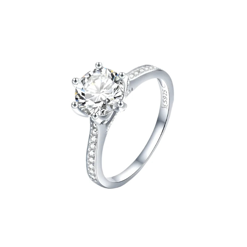 925 Sterling Silver Round Cut Engagement Ring