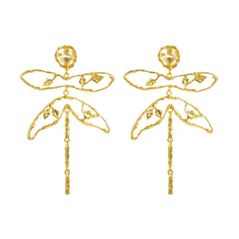 Fish Bone Asymmetric Dangle Earrings