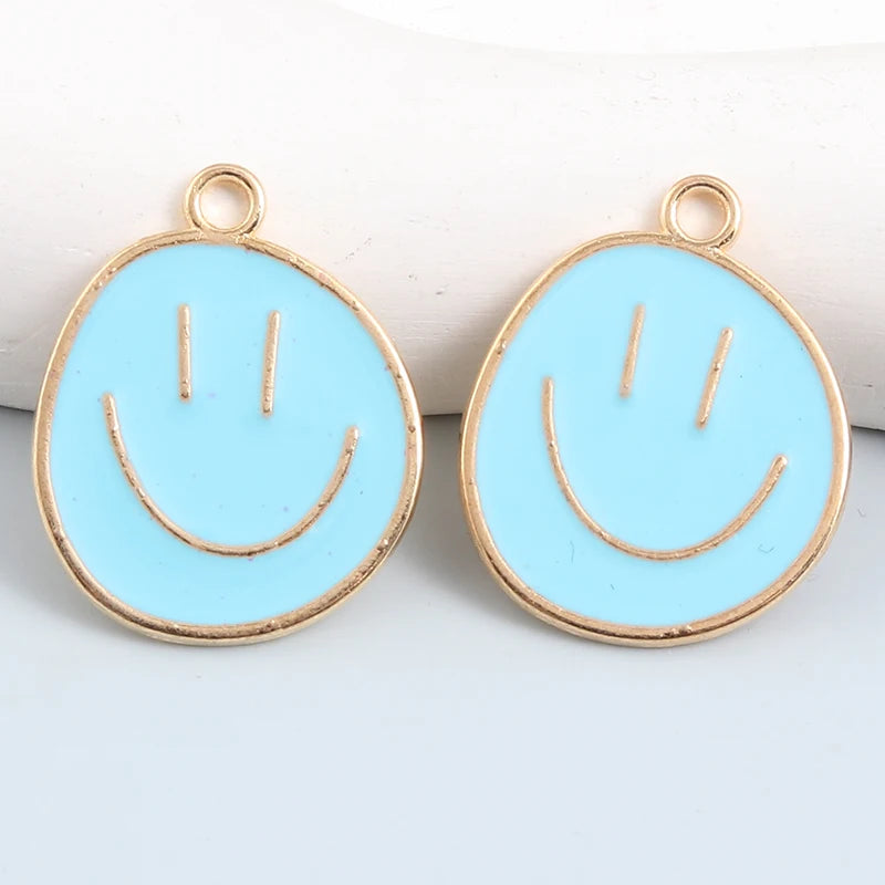 Cute Enamel Colourfull Smiley Face Pendant Necklace