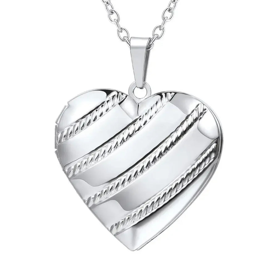 Heart Frame Memory Locket Pendant Necklace