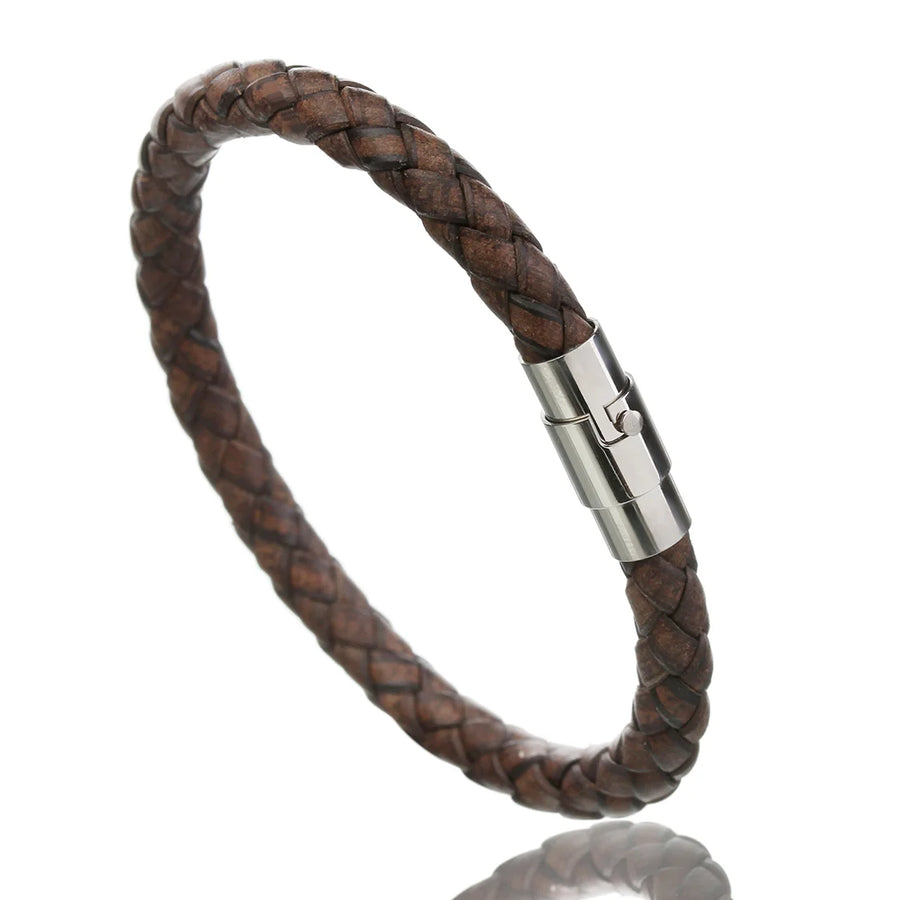 100% Genuine Braided Leather Bracelet