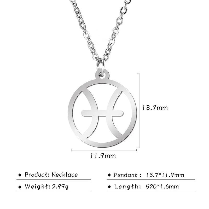 Stainless Steel Star Zodiac Sign Necklace